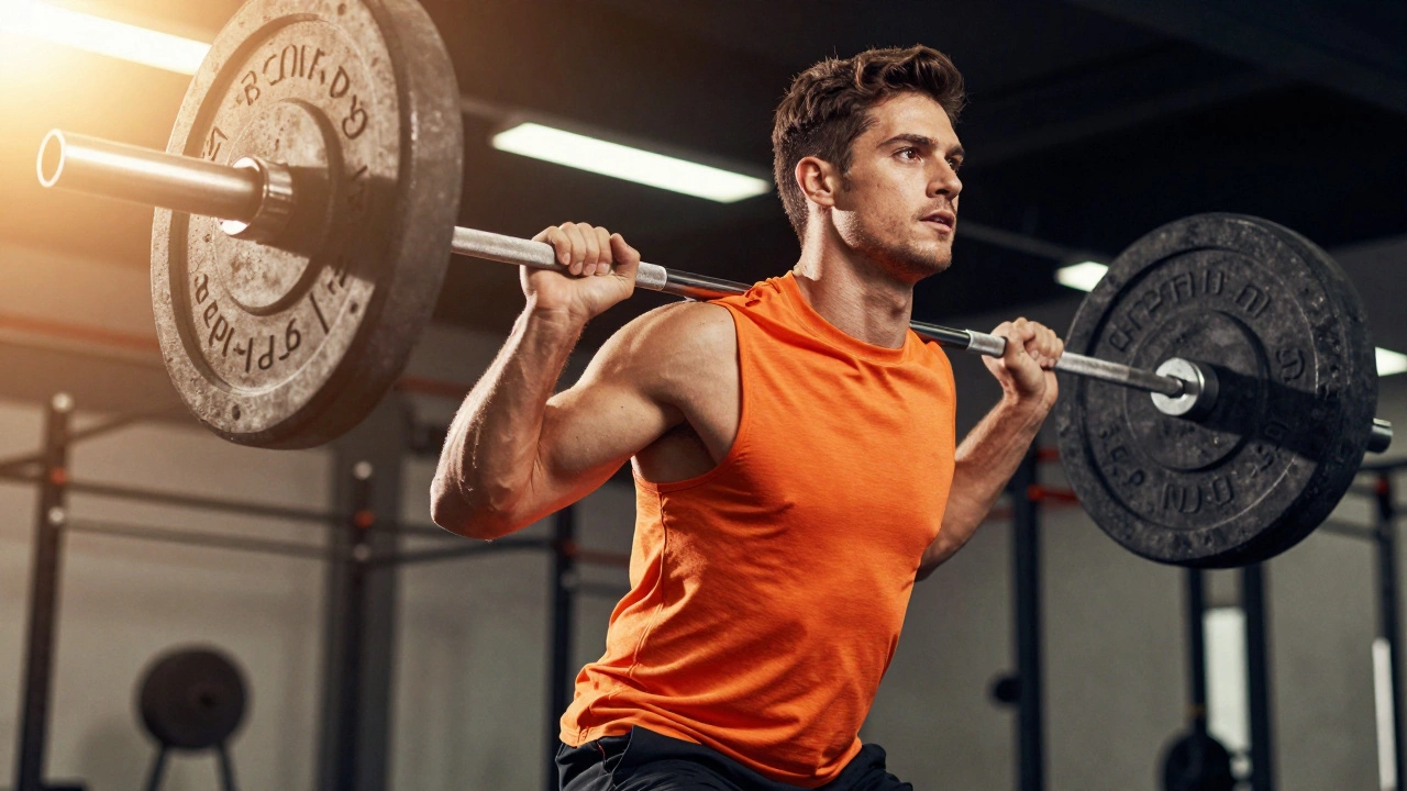 Энергичный атлет на тренировке, демонстрирующий восстановление и силу