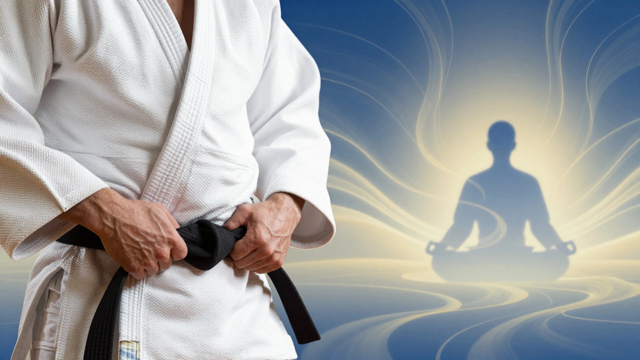 Концептуальное изображение силы хвата и ментального баланса в дзюдо